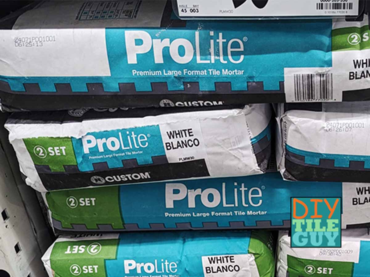 A close view of a bag of Prolite mortar