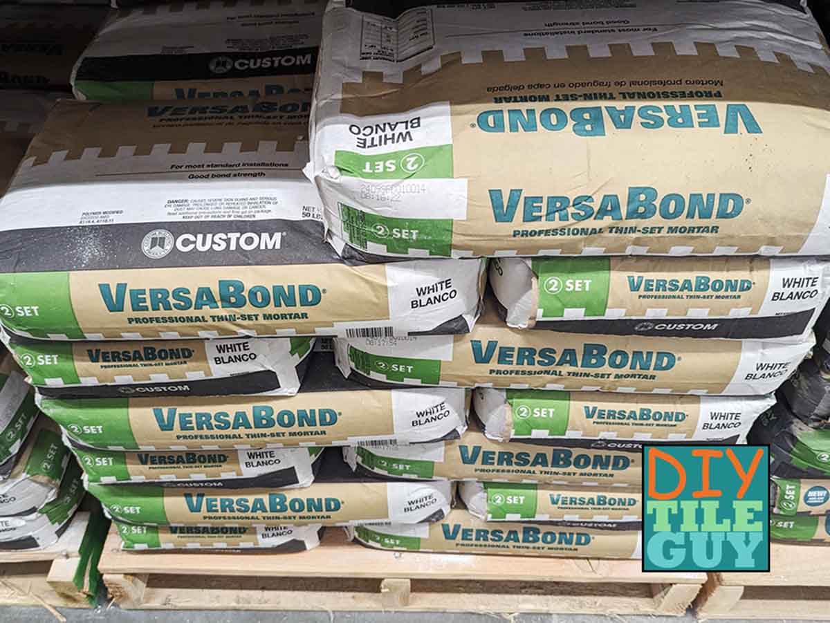 Versabond thinset stacked on a pallet